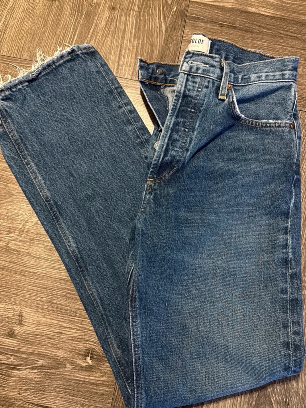 AGOLDE Blue Vintage Button-Fly Jeans - Picture 5 of 6
